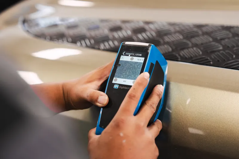 Measuring paint thickness for a precise factory color match