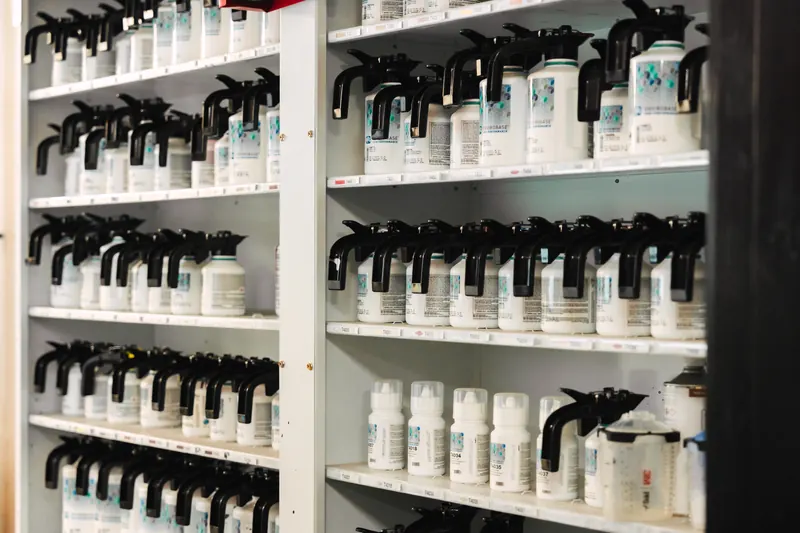 The paint mixing lab with hundreds of tints at 417 Autoworks